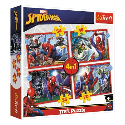 TREFL 4in1 Jigsaw Puzzle - The heroic Spider-Man / Spiderman จิ๊กซอว์เด็ก 4 ปี+