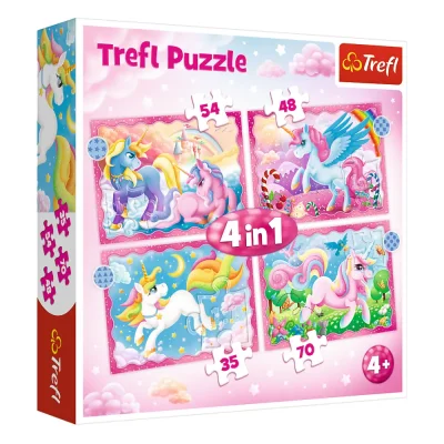 TREFL 4in1 Jigsaw Puzzle - Unicorns and magic จิ๊กซอว์เด็ก 4 ปี+
