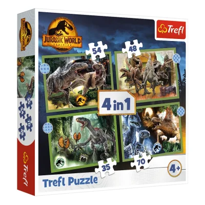 TREFL 4in1 Jigsaw Puzzle - Threatening dinosaurs / Jurassic World จิ๊กซอว์เด็ก 4 ปี+