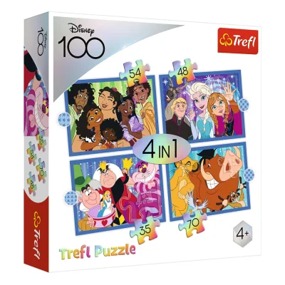 TREFL 4in1 Jigsaw Puzzle - The happy world of Disney / Disney 100 จิ๊กซอว์เด็ก 4 ปี+