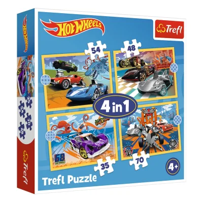 TREFL 4in1 Jigsaw Puzzle - Hot Wheels vehicles จิ๊กซอว์เด็ก 4 ปี+