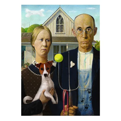 TREFL 500 Piece Jigsaw Puzzle - American Gothic: Dog Edition จิ๊กซอว์ 500 ชิ้น