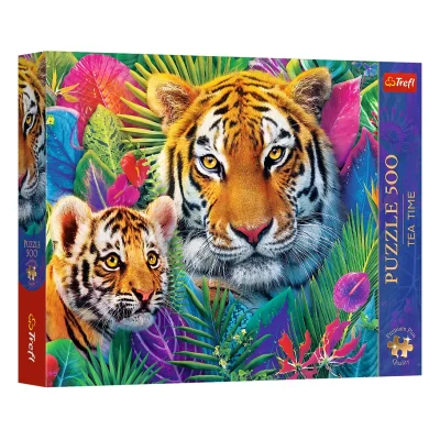 TREFL 500 PP Piece Jigsaw Puzzle - Tea Time: Tigers in the Jungle จิ๊กซอว์ 500 ชิ้น