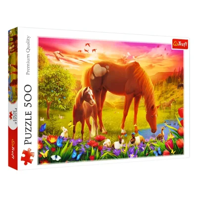 TREFL 500 Piece Jigsaw Puzzle - Horses in the Meadow จิ๊กซอว์ 500 ชิ้น