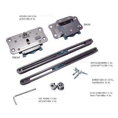 ชุดล้อระบบบานเลื่อน  Soft close บานตู้