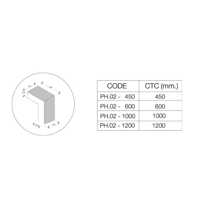 PH-02 มือจับยาวทรงเหลี่ยม  Pull Handle   Square Design              ( สินค้า Pre-oder )