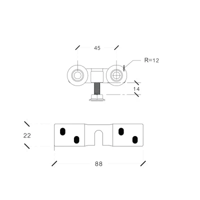 ล้อบานเลื่อนแขวนบน รุ่น SR-100