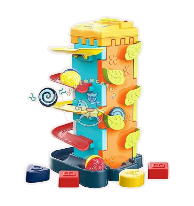 สนุกกับตึกหยอดบล็อก ลูกบอลสไลเดอร์ ลูกกลิ้งไต่ราว เเละเปียโน 4in1 มีไฟพร้อมเสียง