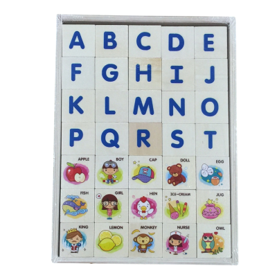 บล็อกหัดเรียง A-Z และสัญลักษณ์ภาพพร้อมคำศัพท์
