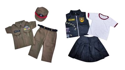 ชุดบทบาทสมมุติ อาชีพตำรวจมีหมวกชาย เเละ เสื้อกั๊กกองปราบหญิง