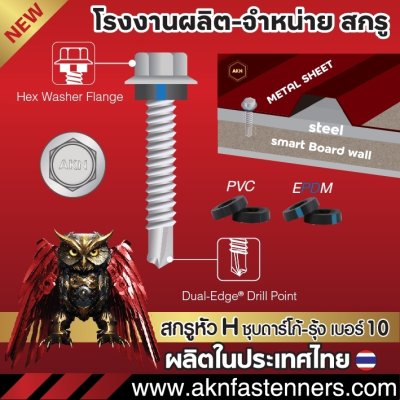 H10 สกรูหัวหกเหลี่ยม (H) ปลายสว่าน