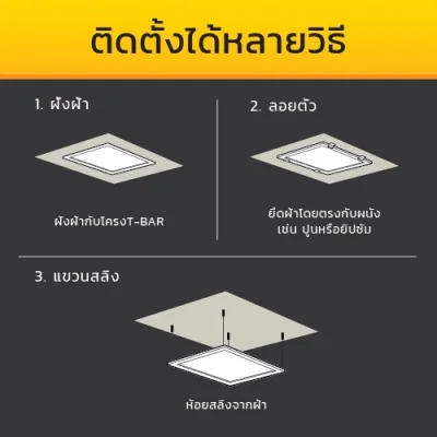 ชุดโคมไฟ LED Panel  รุ่น Colour Switch Bravo V2 40w 3แสงในโคมเดียว เปลี่ยนแสงด้วยสวิตช์ไฟ