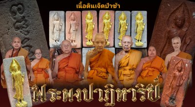 พระลีลาเล็ก(ลุ้น)เนื้อดินเจ็ดป่าช้าผสมผงพรายปาฏิหาริย์​ รุ่น พรา​ยโคตร​เศรษฐี​ วัด​โคกสูง​ พ.ศ.2567