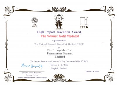 High Impact Invention Award, The Winner Gold Medalist, NRCT &amp; IFIA, (2 nd IIDC)-2022