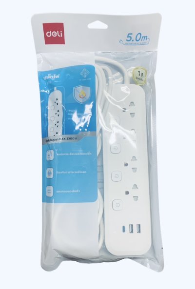รางปลั๊กไฟเดลี่#T478-4ช่อง4สวิทซ์2USB+1TypeCยาว5เมตร