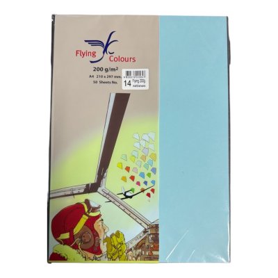 กระดาษสีฟลายอิ้ง200แกรม#A4(50แผ่น/ห่อ)