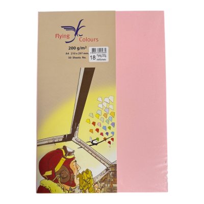 กระดาษสีฟลายอิ้ง200แกรม#A4(50แผ่น/ห่อ)