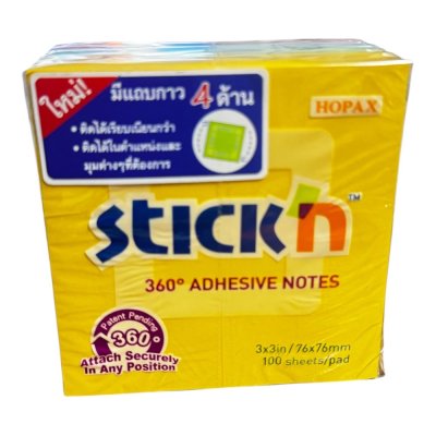 กระดาษโน้ตกาว4มุมสติกเอ็น3"x3" คละสีพาสเทล(5ก้อน/แพ็ค)