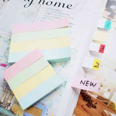 กระดาษโน้ตสติ๊กเอ็น#21065ขนาด1.4x7.6ซม.สีพาสเทล4สี