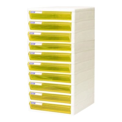 ตู้เอกสารออร์ก้า#TCB10โครงขาวลิ้นชักเหลือง10ชั้น(25.5x34x54ซม)