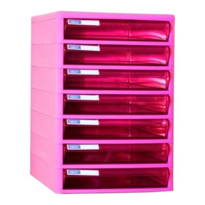 ตู้เอกสารออร์ก้า#TCB7โครงชมพูชักชมพู7ชั้น(25.5x34x37.5ซม)