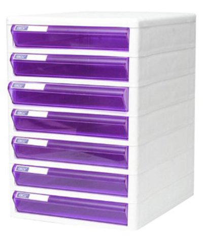 ตู้เอกสารออร์ก้า#TCB7โครงขาวลิ้นชักม่วง7ชั้น(25.5x34x37.5ซม)