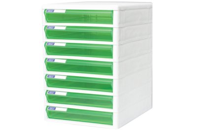 ตู้เอกสารออร์ก้า#TCB7โครงขาวลิ้นชักเขียว7ชั้น(25.5x34x37.5ซม)