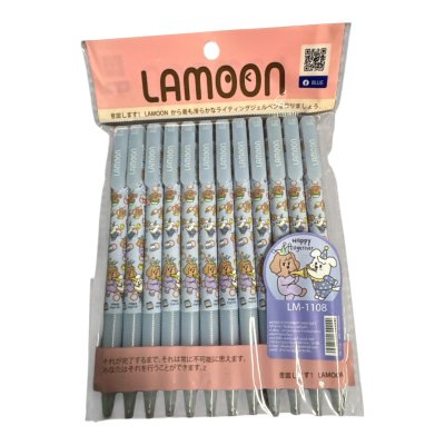 ปากกาลูกลื่นLamoon#LM1108สีน้ำเงินด้ามกดหัว0.38มม(12ด้าม/แพ็ค)