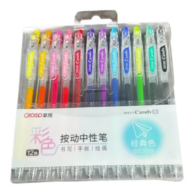 ปากกาหมึกเจล12สี#GGP191530หัว0.5มมแบบกด