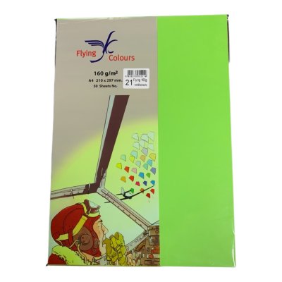 กระดาษสีฟลายอิ้ง160แกรม#A4(50แผ่น/ห่อ)