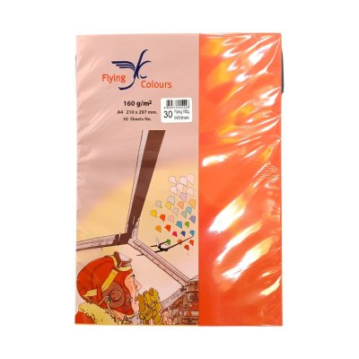 กระดาษสีฟลายอิ้ง160แกรม#A4(50แผ่น/ห่อ)