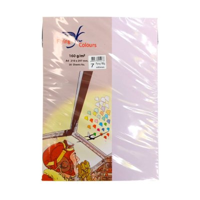 กระดาษสีฟลายอิ้ง160แกรม#A4(50แผ่น/ห่อ)
