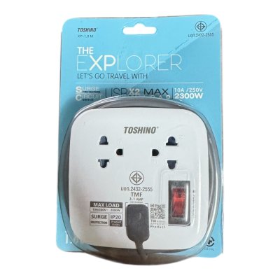 รางปลั๊กไฟโตชิโน#XP1.8M-2จุด2USB1สวิทซ์