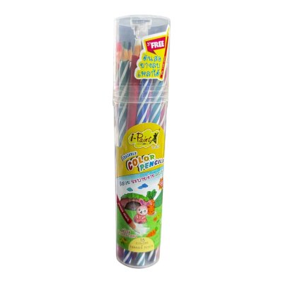 สีไม้ลบได้I-Paint#15สีพร้อมยางลบและกบเหลา