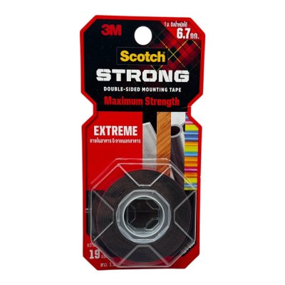 เทปกาว2หน้าแรงยึดสูงสก็อต#414ขนาด19มมx1.5เมตร(รับ นน.6.7กก)