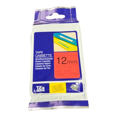 เทปพิมพ์อักษรบราเดอร์#TZE-431/12มม/ดำ-พื้นแดง