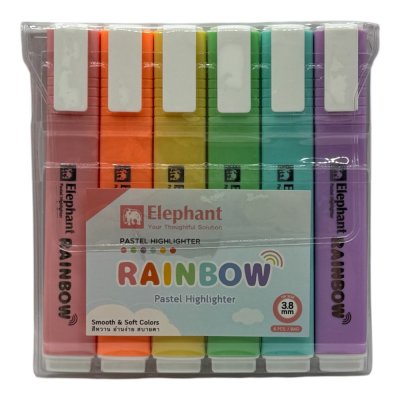 ปากกาเน้นข้อความช้าง#เรนโบว์ชุด6ด้ามสีพาสเทล