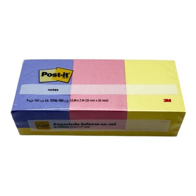 กระดาษโน้ต3เอ็ม#653-9ASST-1.5x2นิ้วคละสี(แพ็ค9เล่ม)
