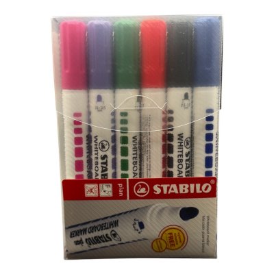 ปากกาไวท์บอร์ดสตาบิโลแพลน#หัวกลมชุด6สี
