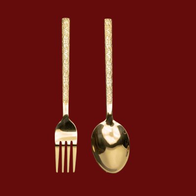 ช้อนส้อมหินทอง