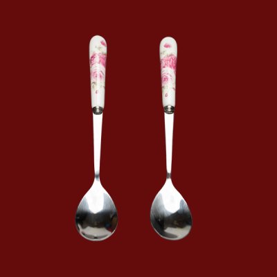 ช้อนกาแฟเซลามิกดอกชมพู