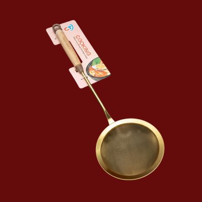 กระชอนทอง ด้ามไม้ ใหญ่ CT1499