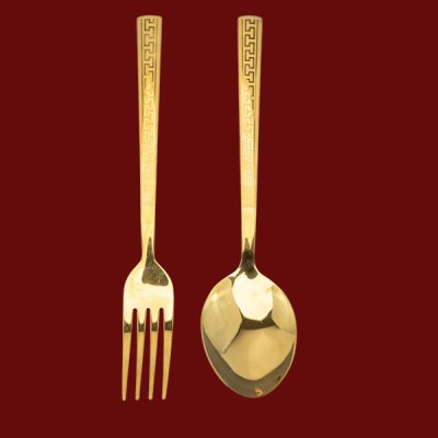 ช้อนส้อมเหลี่ยมทอง