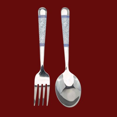 ช้อนส้อมลายเทา