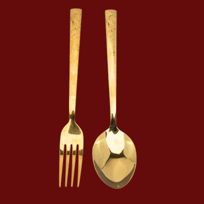 ช้อนส้อมกล้วยไม้ทอง