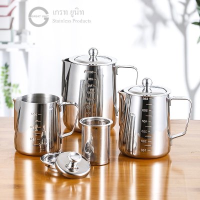 กาชาสแตนเลส กาชา กากาแฟ สแตนเลส 304 มีขนาด 350ml/600ml/900ml