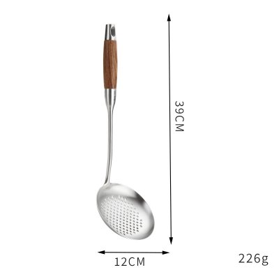 ตะหลิว ตะหลิวเชล กระบวย กระชอน ทัพพี กระบวยตักเส้น อุปกรณ์เครื่องครัว ชุดทำกับข้าว ด้ามจับไม้จริง ไม่ร้อนมือ ทำจากสแตนเลส 304