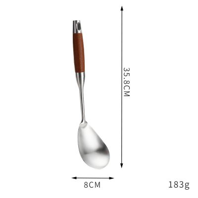 ตะหลิว ตะหลิวเชล กระบวย กระชอน ทัพพี กระบวยตักเส้น อุปกรณ์เครื่องครัว ชุดทำกับข้าว ด้ามจับไม้จริง ไม่ร้อนมือ ทำจากสแตนเลส 304