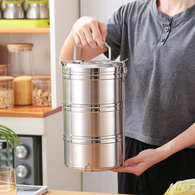 ปิ่นโต กล่องข้าว ทำจากสแตนเลส 304 แบบสูญญากาศ2ชั้น กันร้อนกันหก  ขนาด 14cm มีให้เลือก 2ชั้น 3ชั้น 4ชั้น