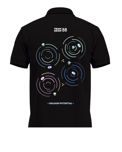 แบบที่ 4.1 เสื้อโปโลสีดำ ลายสระน้ำคูบัว